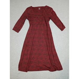 Toad&Co Rosalinda Dress Red Brown Geo Print Half Sleeve Midi Small T1171005